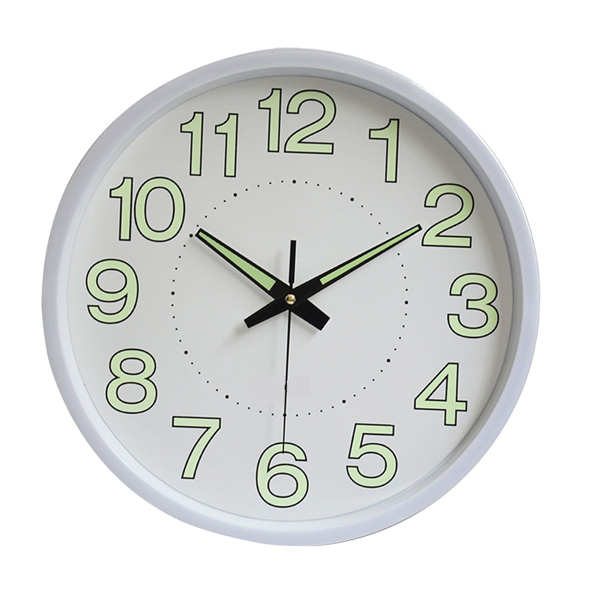 12 Inch Luminous Wall Clock Minimalist Round Quartz Clock for Bedroom Living Room Decoration White