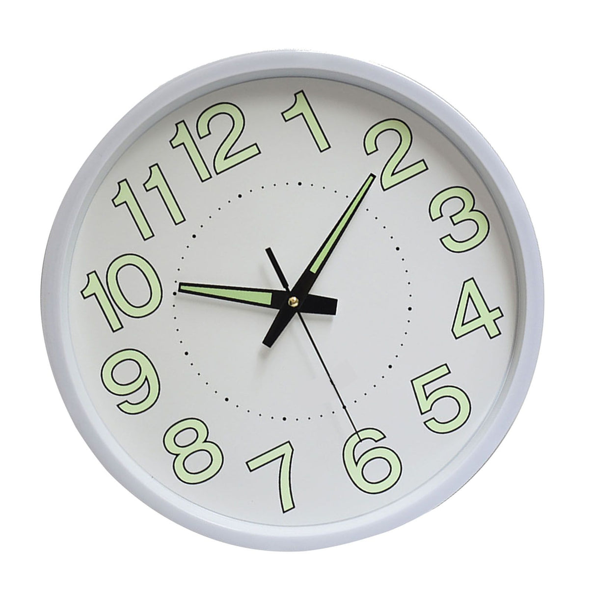 12 Inch Luminous Wall Clock Minimalist Round Quartz Clock for Bedroom Living Room Decoration White