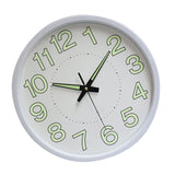 12 Inch Luminous Wall Clock Minimalist Round Quartz Clock for Bedroom Living Room Decoration White - Front View