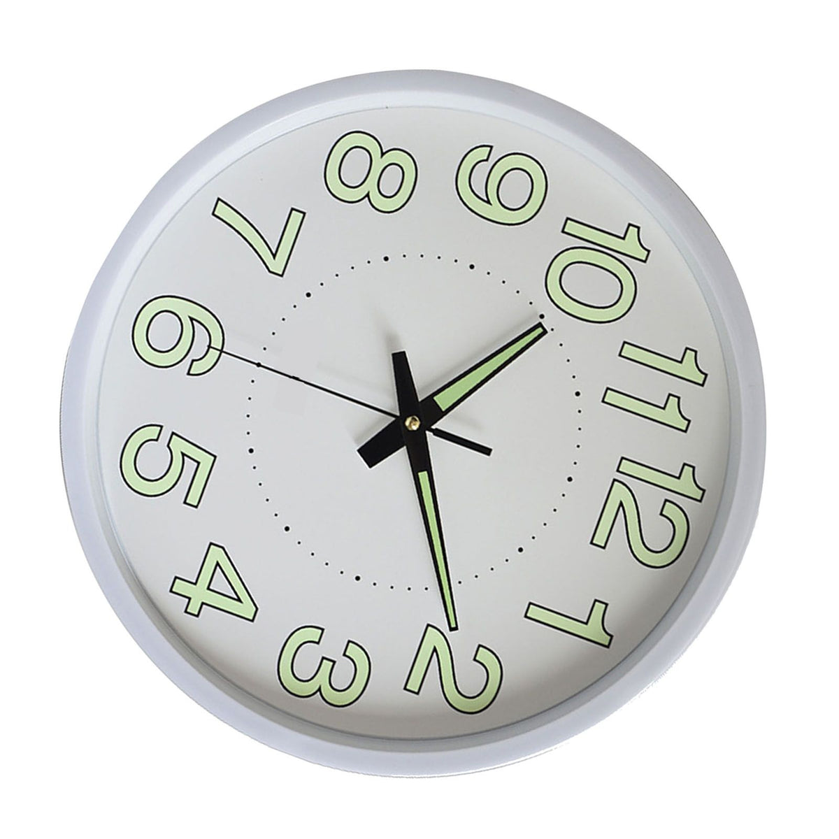 12 Inch Luminous Wall Clock Minimalist Round Quartz Clock for Bedroom Living Room Decoration White