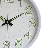 12 Inch Luminous Wall Clock Minimalist Round Quartz Clock for Bedroom Living Room Decoration White