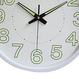 12 Inch Luminous Wall Clock Minimalist Round Quartz Clock for Bedroom Living Room Decoration White - Low Angle