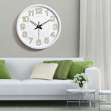 12 Inch Luminous Wall Clock Minimalist Round Quartz Clock for Bedroom Living Room Decoration White