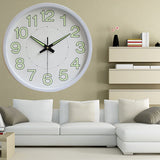 12 Inch Luminous Wall Clock Minimalist Round Quartz Clock for Bedroom Living Room Decoration White
