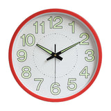 12 Inch Luminous Wall Clock Minimalist Round Quartz Clock for Bedroom Living Room Decoration Red