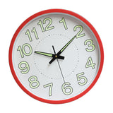 12 Inch Luminous Wall Clock Minimalist Round Quartz Clock for Bedroom Living Room Decoration Red