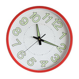 12 Inch Luminous Wall Clock Minimalist Round Quartz Clock for Bedroom Living Room Decoration Red - Side View