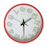 12 Inch Luminous Wall Clock Minimalist Round Quartz Clock for Bedroom Living Room Decoration Red - Top-Down View