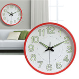 12 Inch Luminous Wall Clock Minimalist Round Quartz Clock for Bedroom Living Room Decoration Red