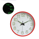 12 Inch Luminous Wall Clock Minimalist Round Quartz Clock for Bedroom Living Room Decoration Red