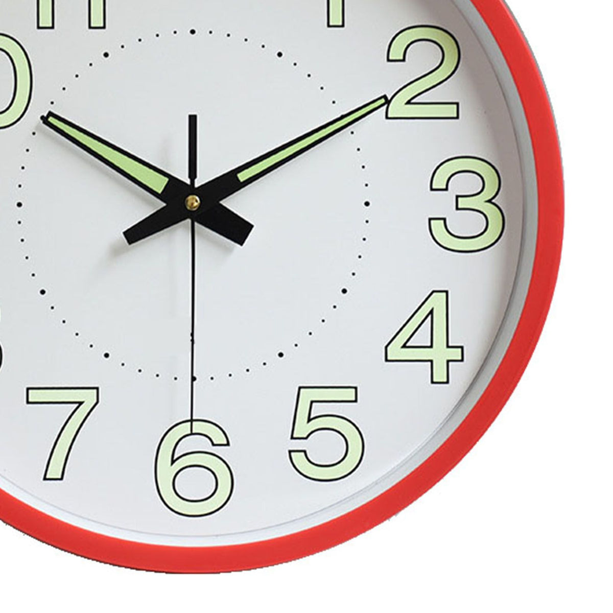 12 Inch Luminous Wall Clock Minimalist Round Quartz Clock for Bedroom Living Room Decoration Red