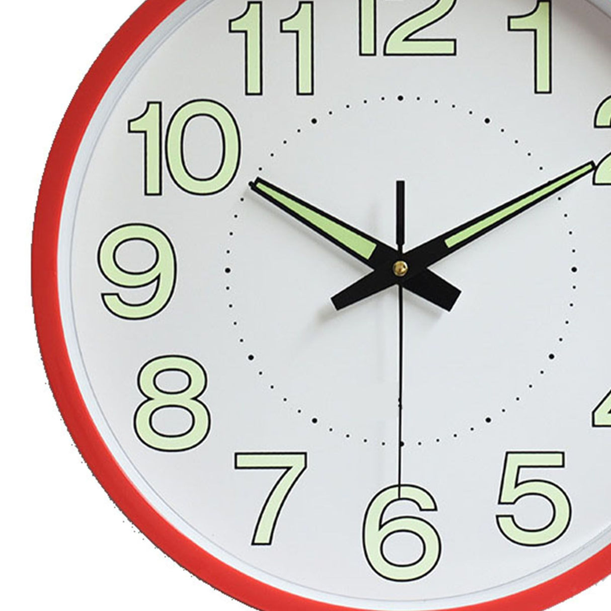 12 Inch Luminous Wall Clock Minimalist Round Quartz Clock for Bedroom Living Room Decoration Red
