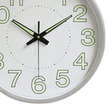 12 Inch Luminous Wall Clock Minimalist Round Quartz Clock for Bedroom Living Room Decoration Silver