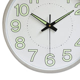 12 Inch Luminous Wall Clock Minimalist Round Quartz Clock for Bedroom Living Room Decoration Silver - Low Angle