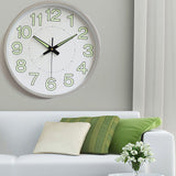 12 Inch Luminous Wall Clock Minimalist Round Quartz Clock for Bedroom Living Room Decoration Silver - Extra Image