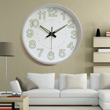 12 Inch Luminous Wall Clock Minimalist Round Quartz Clock for Bedroom Living Room Decoration Silver