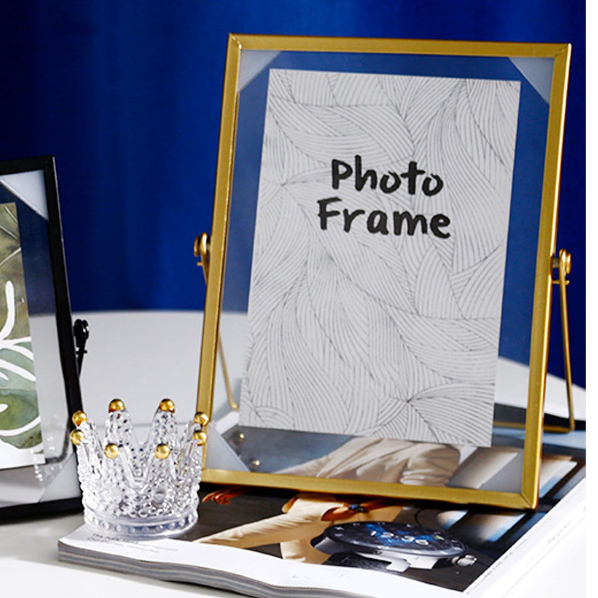 Photo Frame Nordic Style Geometric Metal Wrapping Edges Iron Art Desk Picture Frame for Living Room Office Study 4 Inch
