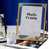 Photo Frame Nordic Style Geometric Metal Wrapping Edges Iron Art Desk Picture Frame for Living Room Office Study 4 Inch - Extra Image