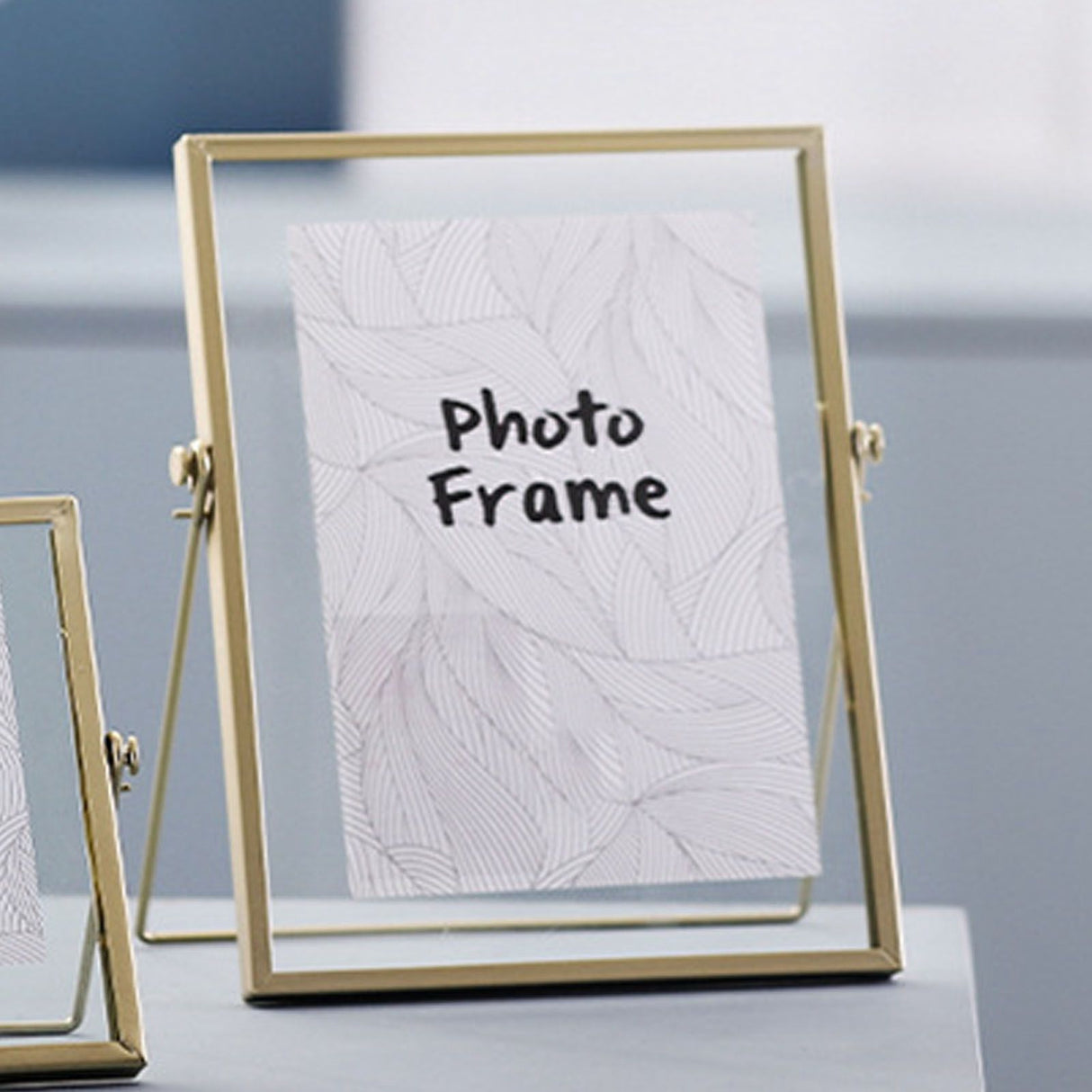 Photo Frame Nordic Style Geometric Metal Wrapping Edges Iron Art Desk Picture Frame for Living Room Office Study 4 Inch