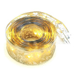 Christmas Ribbon Fairy Lights Gold Ribbon Warm Light 50 LED Christmas Tree Ribbon for Christmas Decorations 164ft