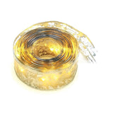 Christmas Ribbon Fairy Lights Gold Ribbon Warm Light 50 LED Christmas Tree Ribbon for Christmas Decorations 164ft
