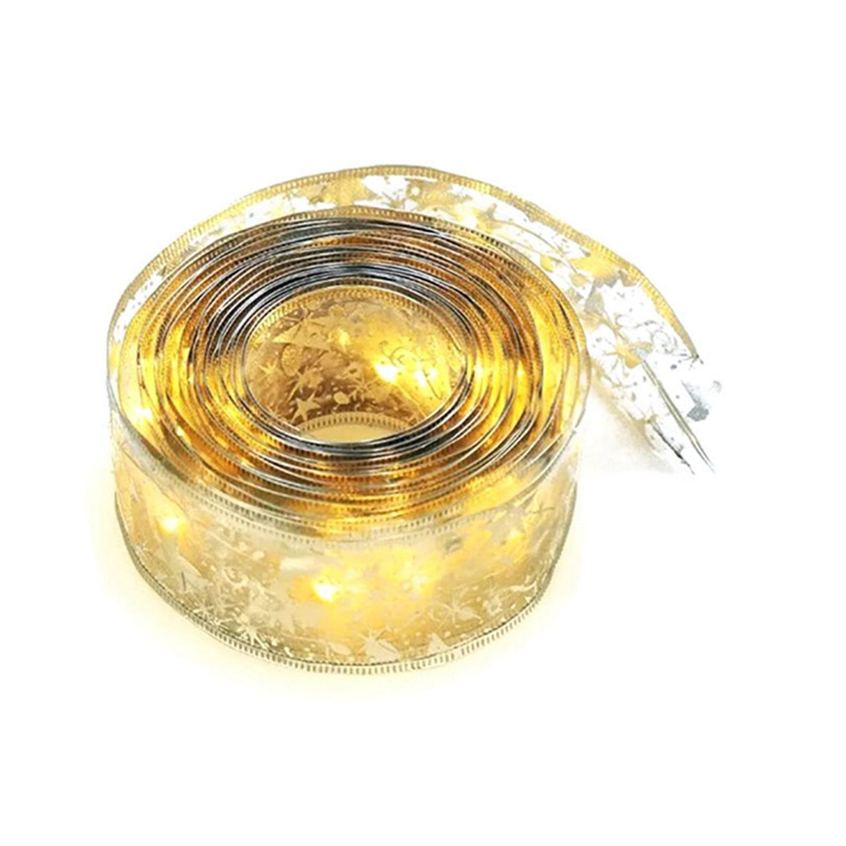 Christmas Ribbon Fairy Lights Gold Ribbon Warm Light 50 LED Christmas Tree Ribbon for Christmas Decorations 164ft