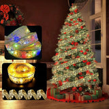 Christmas Ribbon Fairy Lights Gold Ribbon Warm Light 50 LED Christmas Tree Ribbon for Christmas Decorations 164ft