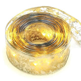 Christmas Ribbon Fairy Lights Gold Ribbon Warm Light 50 LED Christmas Tree Ribbon for Christmas Decorations 164ft