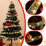 Christmas Ribbon Fairy Lights Gold Ribbon Warm Light 50 LED Christmas Tree Ribbon for Christmas Decorations 164ft