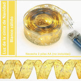 Christmas Ribbon Fairy Lights Gold Ribbon Warm Light 50 LED Christmas Tree Ribbon for Christmas Decorations 164ft
