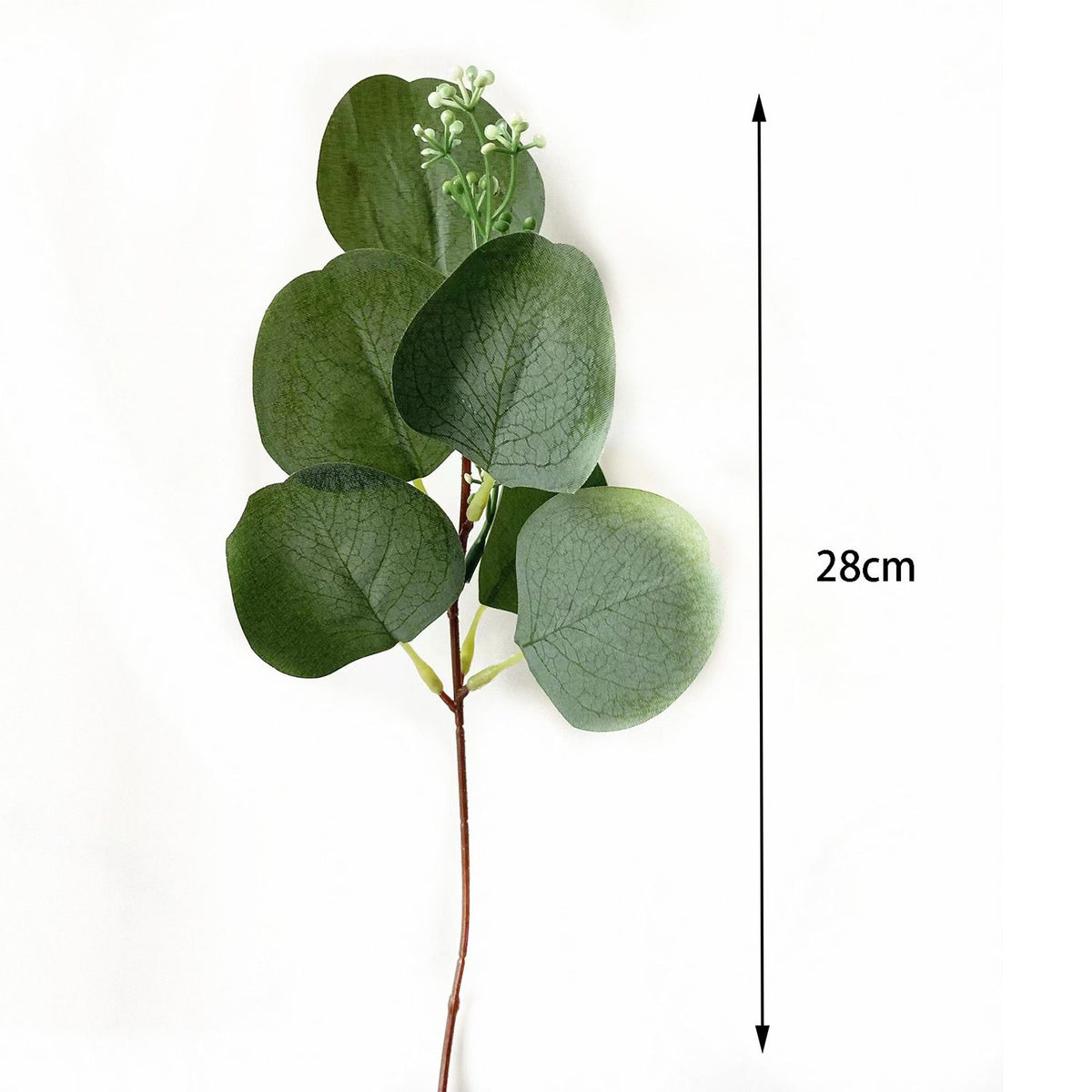 24Pcs Artificial Eucalyptus Stem Branches Round Eucalyptus Leaf with White Flower Decor Artificial Wedding Decor Plant