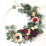 24Pcs Artificial Eucalyptus Stem Branches Round Eucalyptus Leaf with White Flower Decor Artificial Wedding Decor Plant - Low Angle
