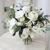 24Pcs Artificial Eucalyptus Stem Branches Round Eucalyptus Leaf with White Flower Decor Artificial Wedding Decor Plant - Extra Image