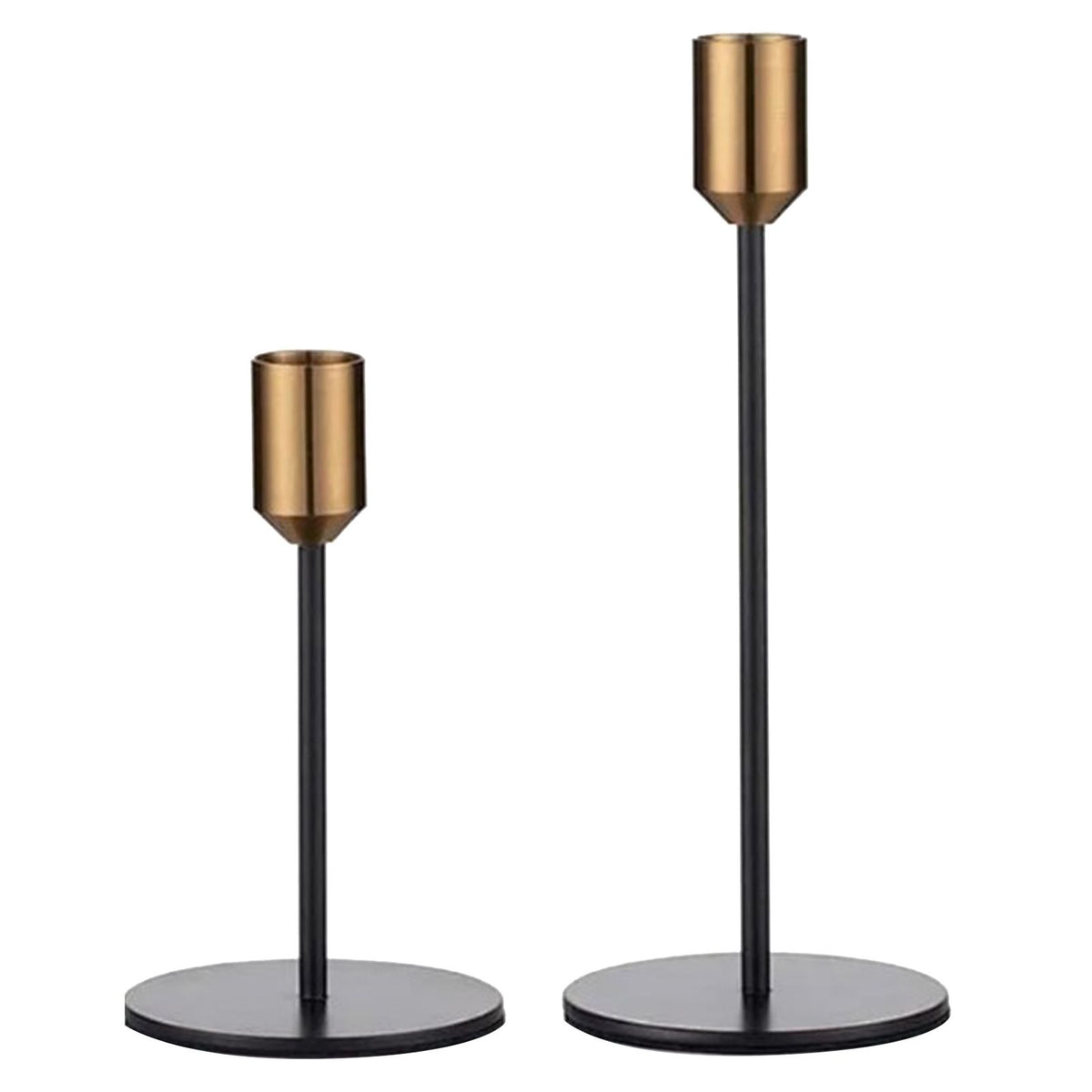2 Pcs Metal Candle Holder Simple Modern Design Antique Black Candlestick Decoration for Home Wedding