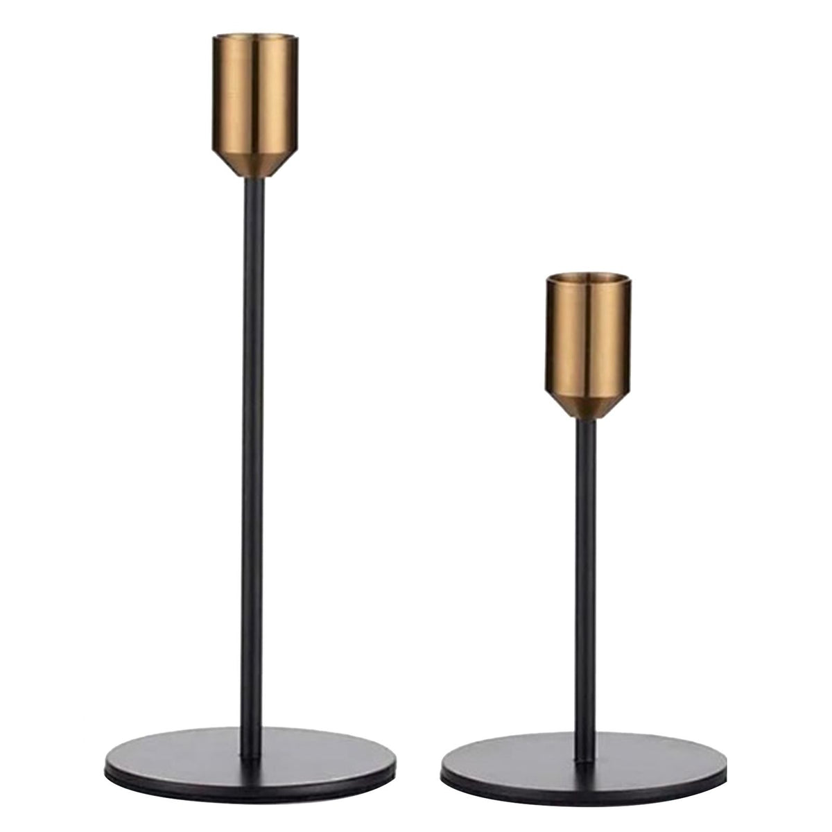2 Pcs Metal Candle Holder Simple Modern Design Antique Black Candlestick Decoration for Home Wedding