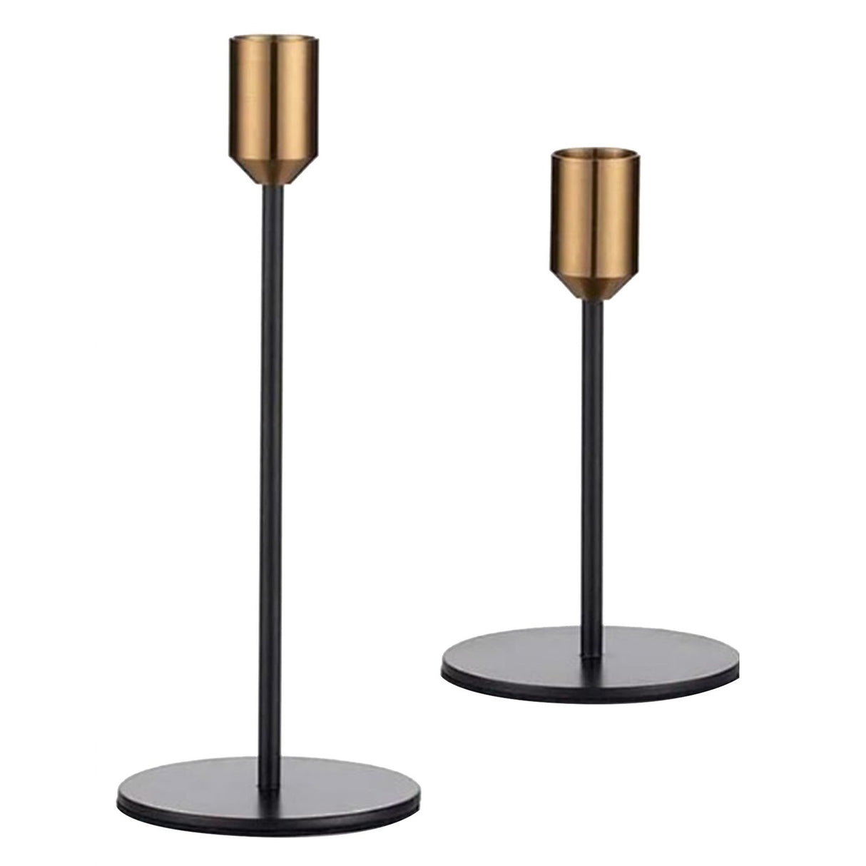 2 Pcs Metal Candle Holder Simple Modern Design Antique Black Candlestick Decoration for Home Wedding