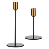 2 Pcs Metal Candle Holder Simple Modern Design Antique Black Candlestick Decoration for Home Wedding