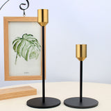 2 Pcs Metal Candle Holder Simple Modern Design Antique Black Candlestick Decoration for Home Wedding