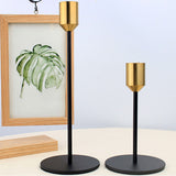 2 Pcs Metal Candle Holder Simple Modern Design Antique Black Candlestick Decoration for Home Wedding - Extra Image