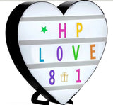 Cinema Light Box Black Heart Shaped LED Light Up Light Box with Coloured Alphabet Stickers