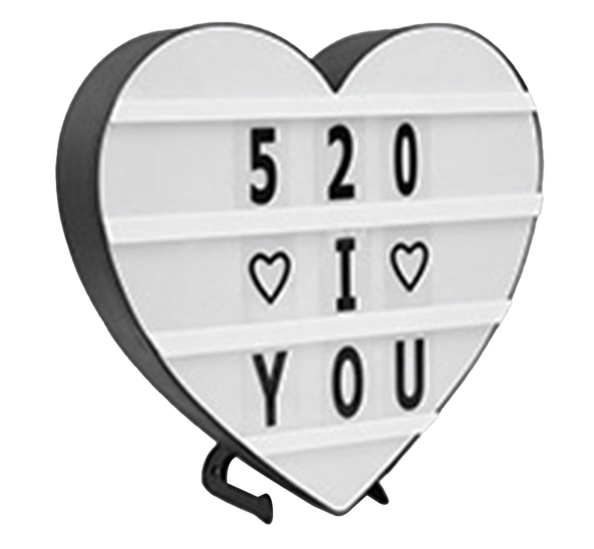 Cinema Light Box Black Heart Shaped LED Light Up Light Box with Coloured Alphabet Stickers