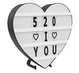 Cinema Light Box Black Heart Shaped LED Light Up Light Box with Coloured Alphabet Stickers