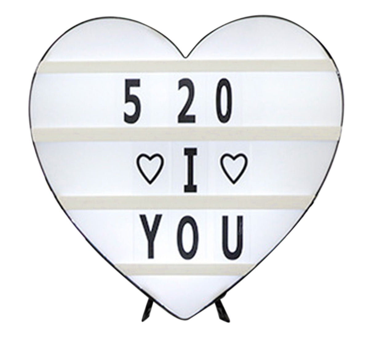 Cinema Light Box Black Heart Shaped LED Light Up Light Box with Coloured Alphabet Stickers