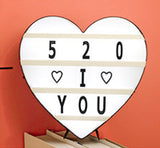 Cinema Light Box Black Heart Shaped LED Light Up Light Box with Coloured Alphabet Stickers