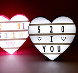Cinema Light Box Black Heart Shaped LED Light Up Light Box with Coloured Alphabet Stickers - Rear View