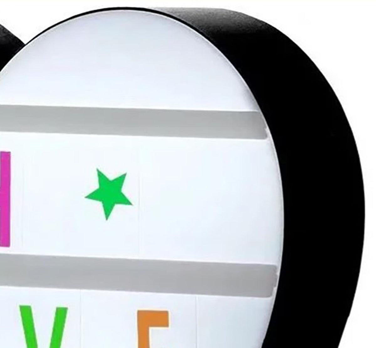 Cinema Light Box Black Heart Shaped LED Light Up Light Box with Coloured Alphabet Stickers
