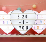 Cinema Light Box Black Heart Shaped LED Light Up Light Box with Coloured Alphabet Stickers