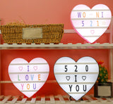 Cinema Light Box Black Heart Shaped LED Light Up Light Box with Coloured Alphabet Stickers
