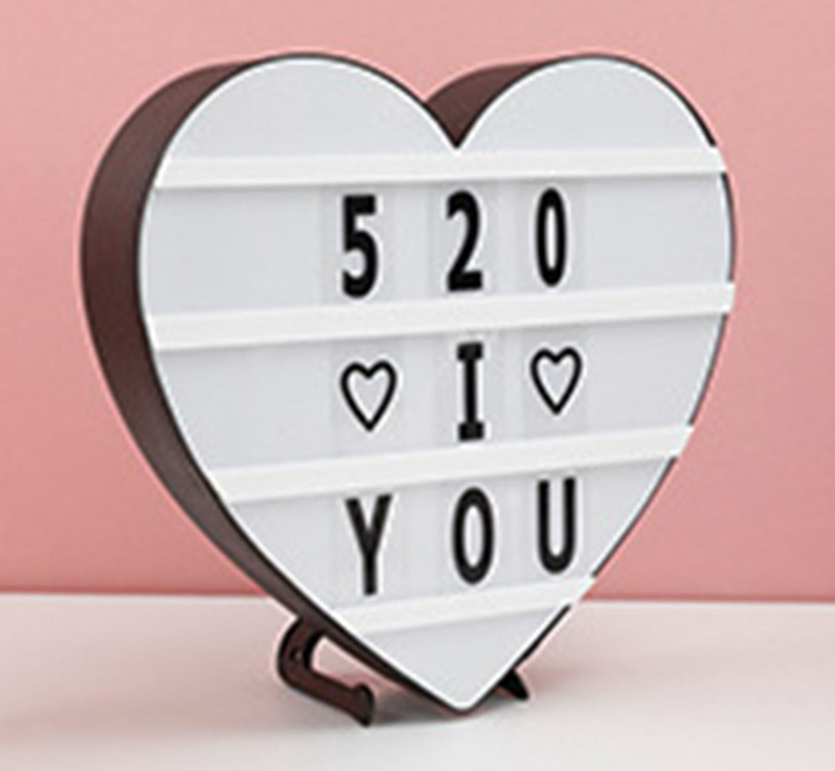 Cinema Light Box Black Heart Shaped LED Light Up Light Box with Coloured Alphabet Stickers