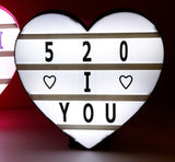 Cinema Light Box Black Heart Shaped LED Light Up Light Box with Coloured Alphabet Stickers